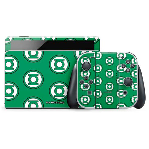 DC Comics Green Lantern Logo Pattern Nintendo Switch OLED (2021) Skin